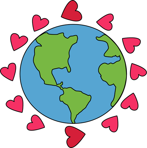 Love The Earth Clip Art Image   Hearts Rotating Around The Earth