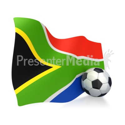 South African Flag With Soccer Ball   Sports And Recreation   Great