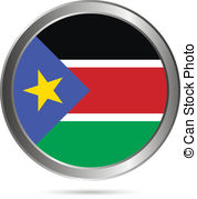 South Sudan Flag Button   South Sudan Flag Button On A White