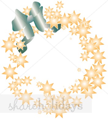 Star Wreath With Green Bow   Christmas Decoration Clipart