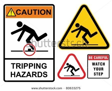 Tripping Hazards Warning Sign  Construction Industry Safety    Stock
