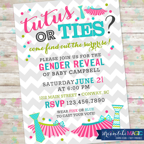 Tutus Or Ties Gender Reveal Invite Gender Reveal Party Boy Or Girl