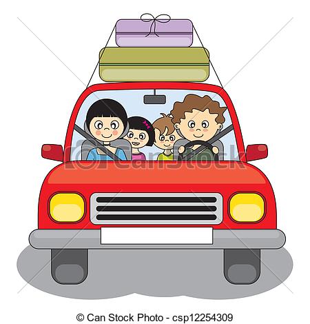Vector   Family Goes On Holiday By Car   Stock Illustration Royalty