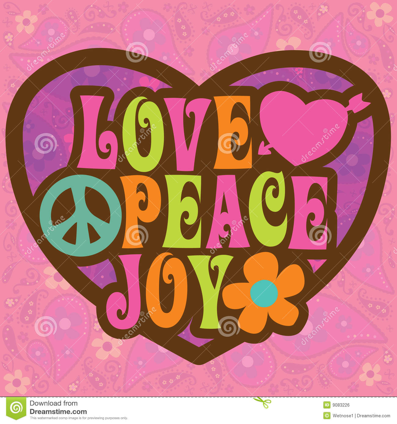70s Love Peace Joy Illustration Royalty Free Stock Image   Image
