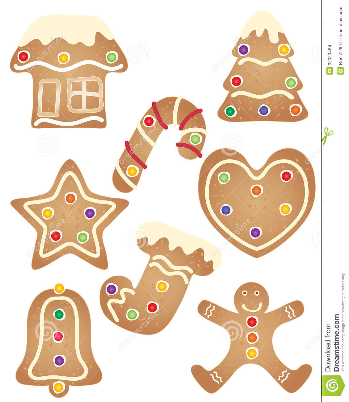 An Illustration Of A Set Of Christmas Holiday Gingerbread Cookies With