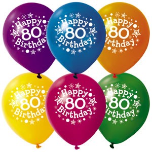 Balloon Happy 80th Birthday Pk 25   Party Supply   Paper Party