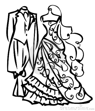 Black And White Wedding Dress Clipart Couple Wedding Dress White Black    