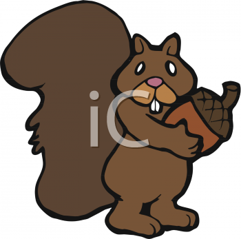 Cartoon Squirrel With An Acorn