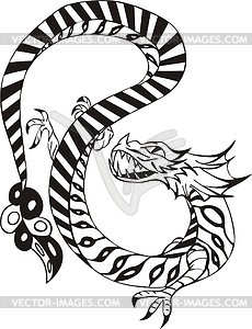 Chinese Dragon   White   Black Vector Clipart
