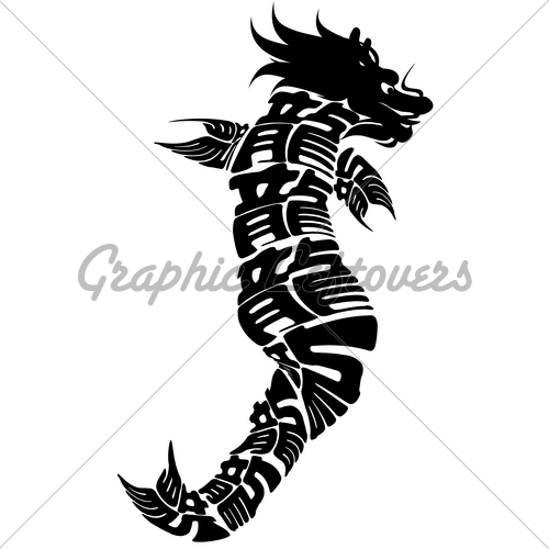 Chinese Dragonfish Black And White Clipart   Gl Stock Images
