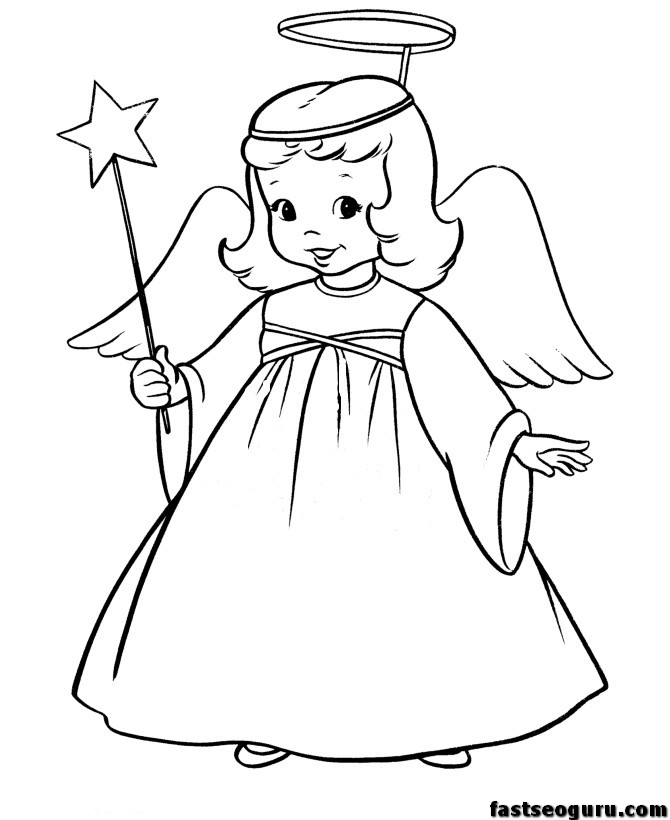 Christmas Angel And Star Printable Coloring Pages   Printable Coloring    