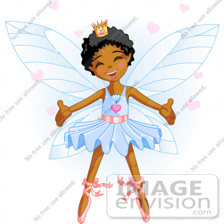Clip Art Of A Happy Dancing African American Ballerina Fairy Princess    