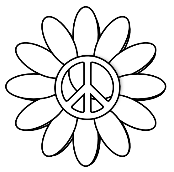   Clip Art   Peace Symbol Peace Sign Flower 6 Black White Line Art    