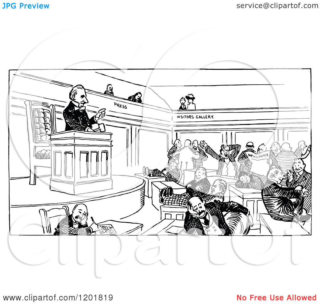 Clipart Of Vintage Black And White United States Senate   Royalty Free    