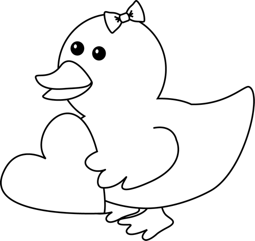 Duck Clipart Black And White Valentines Day Duck Black White Png