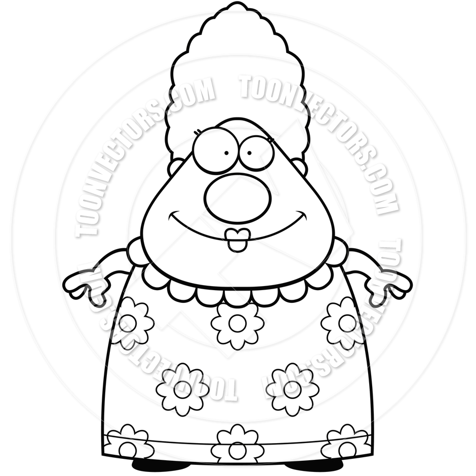 Grandmother Clipart Black And White Grandma Smiling  Black And