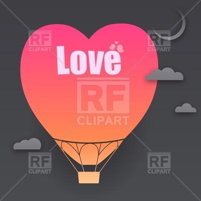 Heart Shaped Air Balloon Cut Out Of Paper In The Night 41417 Design