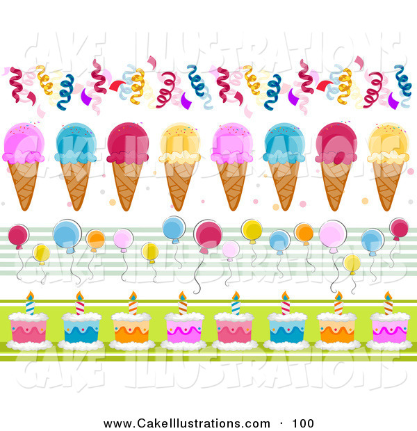 Illustration Vector Of A Digital Set Of Bday Party Borders