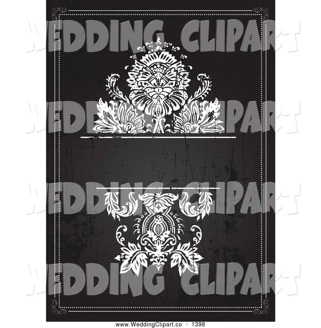 Pretty Distressed Black And White Wedding Invitation With Flowers And    