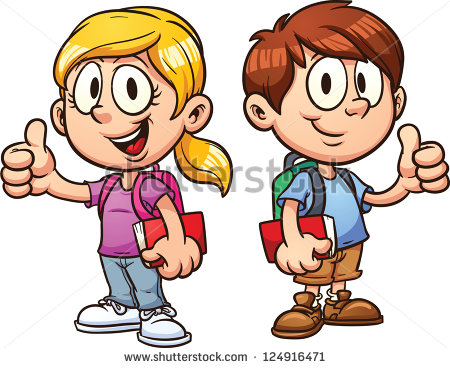 School Kids  Vector Clip Art Illustration With Simple Gradients  All