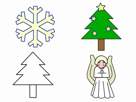     Set Of Clip Art Containing A Christmas Tree Snowflake And Angel