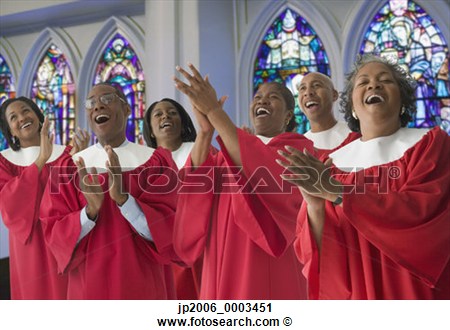 Stock Photography Of African Men And Women In Church Choir Singing