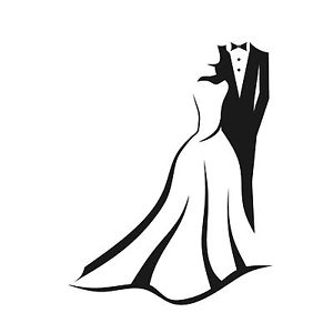 Wedding Outfits Silhouette Vinyl Wall Art Sticker Big Groom And Bride