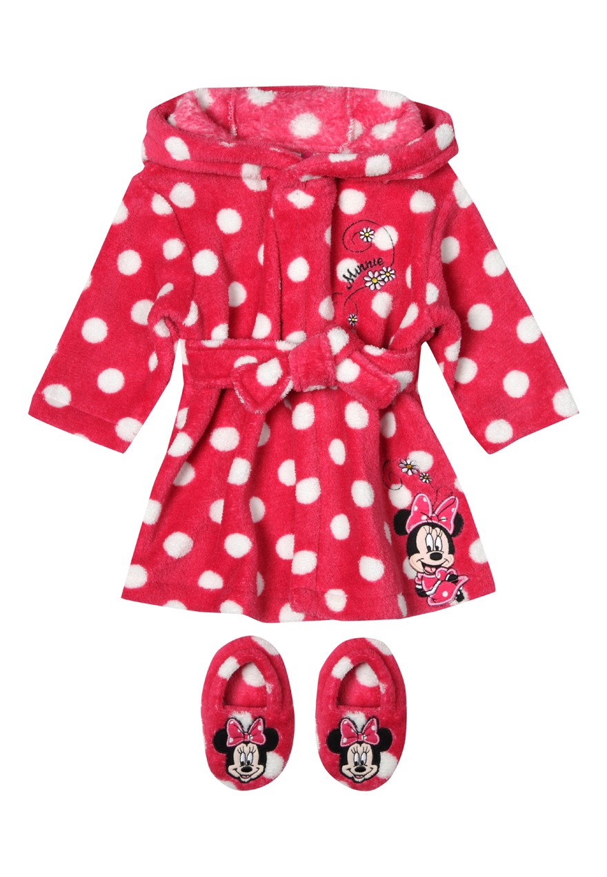 Your Little One Cosy In This Adorable Disney Minnie Robe And Slipper
