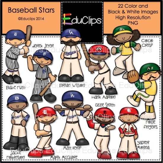 Baseball Stars Clip Art Bundle  Color And B W    Welcome To Educlips