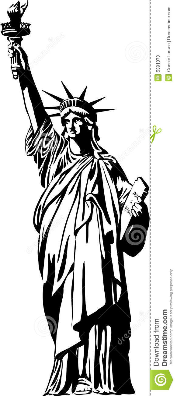 Black And White Illustration Depicting Lady Liberty Which Has Stood In