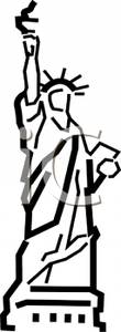 Black And White Statue Of Liberty   Royalty Free Clipart Image