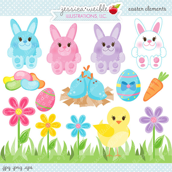 Clipart   Commercial Use Ok   Easter Bunny Clipart Easter Graphics