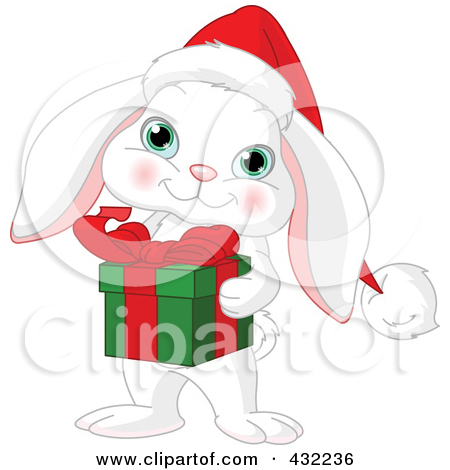 Clipart Cute Bunny Running With A Basket Of Easter Eggs Royalty Free    