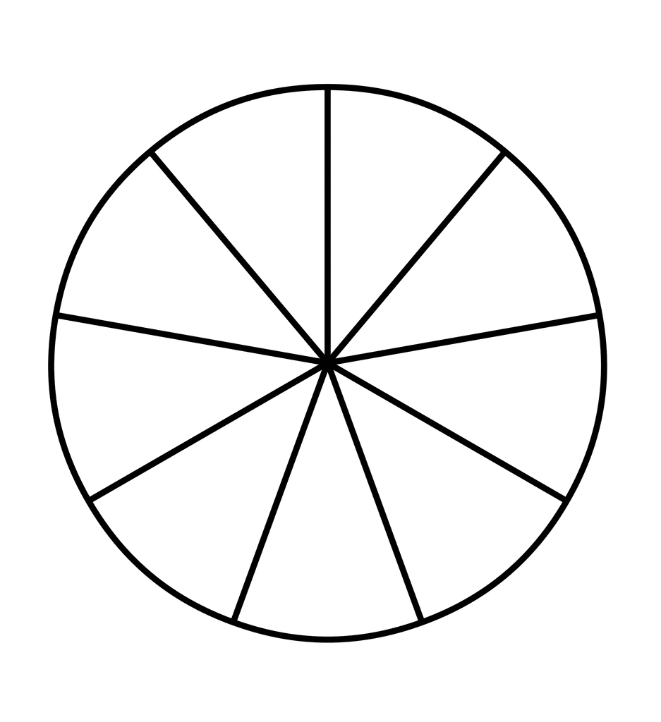 Fraction Pie Divided Into Ninths   Clipart Etc