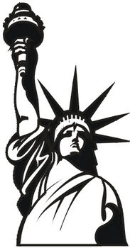 Free Clipart Illustration Of The Statue Of Liberty   Black And White