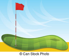 Golf Flag Background   Golf Green Illustration With Flag Pin