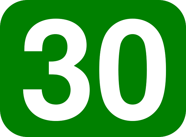 Green White Number Rounded Rectangle 30 Thirty