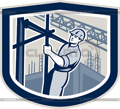 Illustration Of Construction Worker Climbing On Scaffolding With