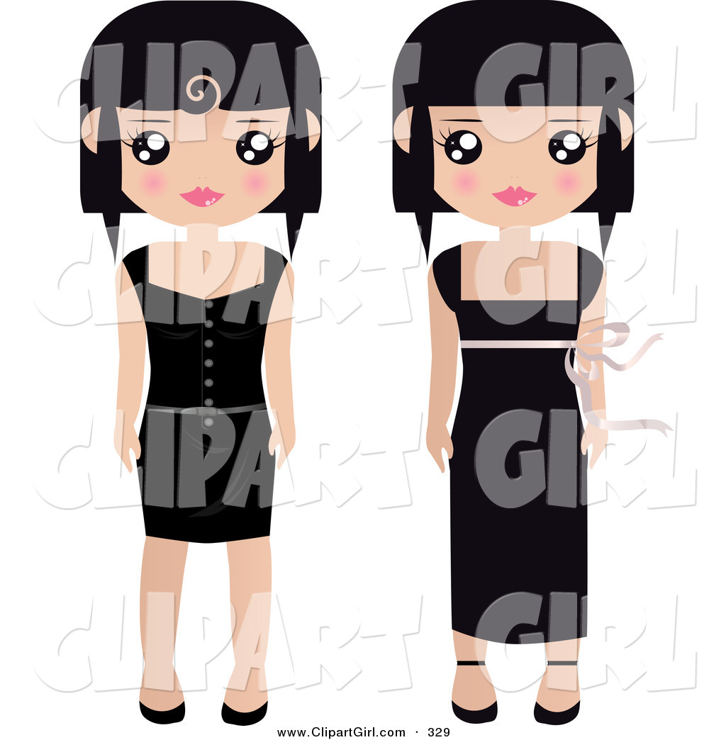 Larger Preview  Clip Art Of A Pair Of Black Haired Female Paper Formal