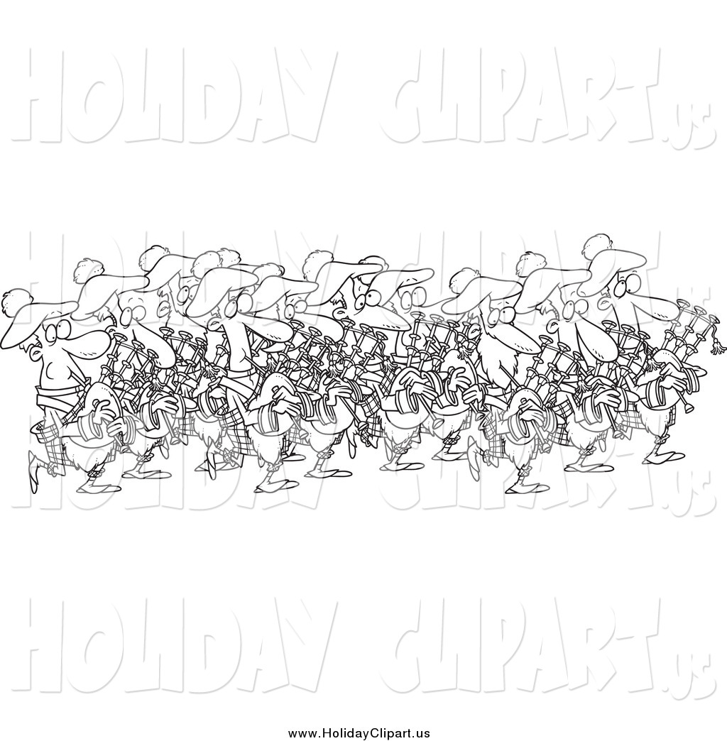 Larger Preview  Holiday Clip Art Of A Black And White Group Of Pipers    