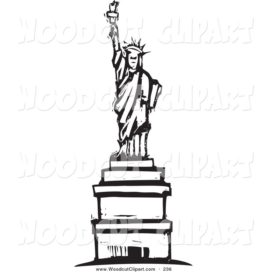 Of A Black And White Wood Carved Style Statue Of Liberty In New York
