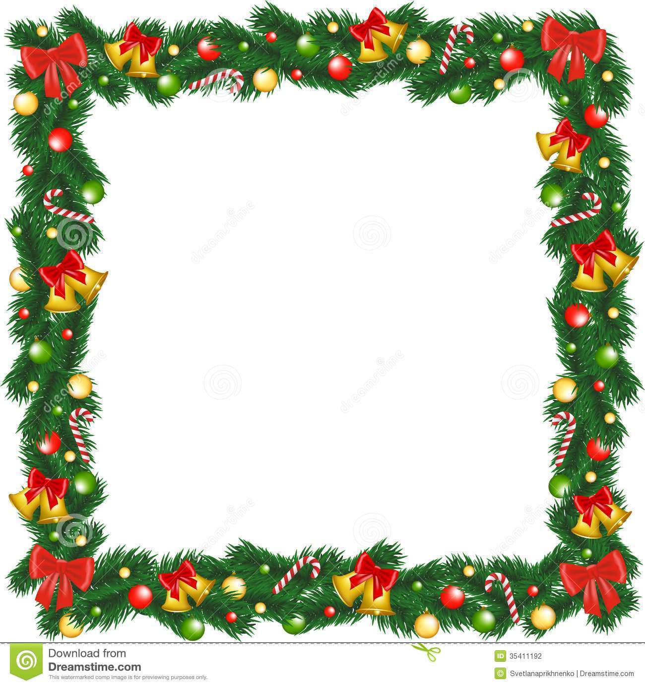 Print Christmas Garland Frame Stock Photography   Image  35411192