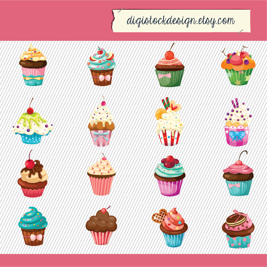 Stylish Cupcake Cake Clipart  Food By Digistockdesign On Etsy