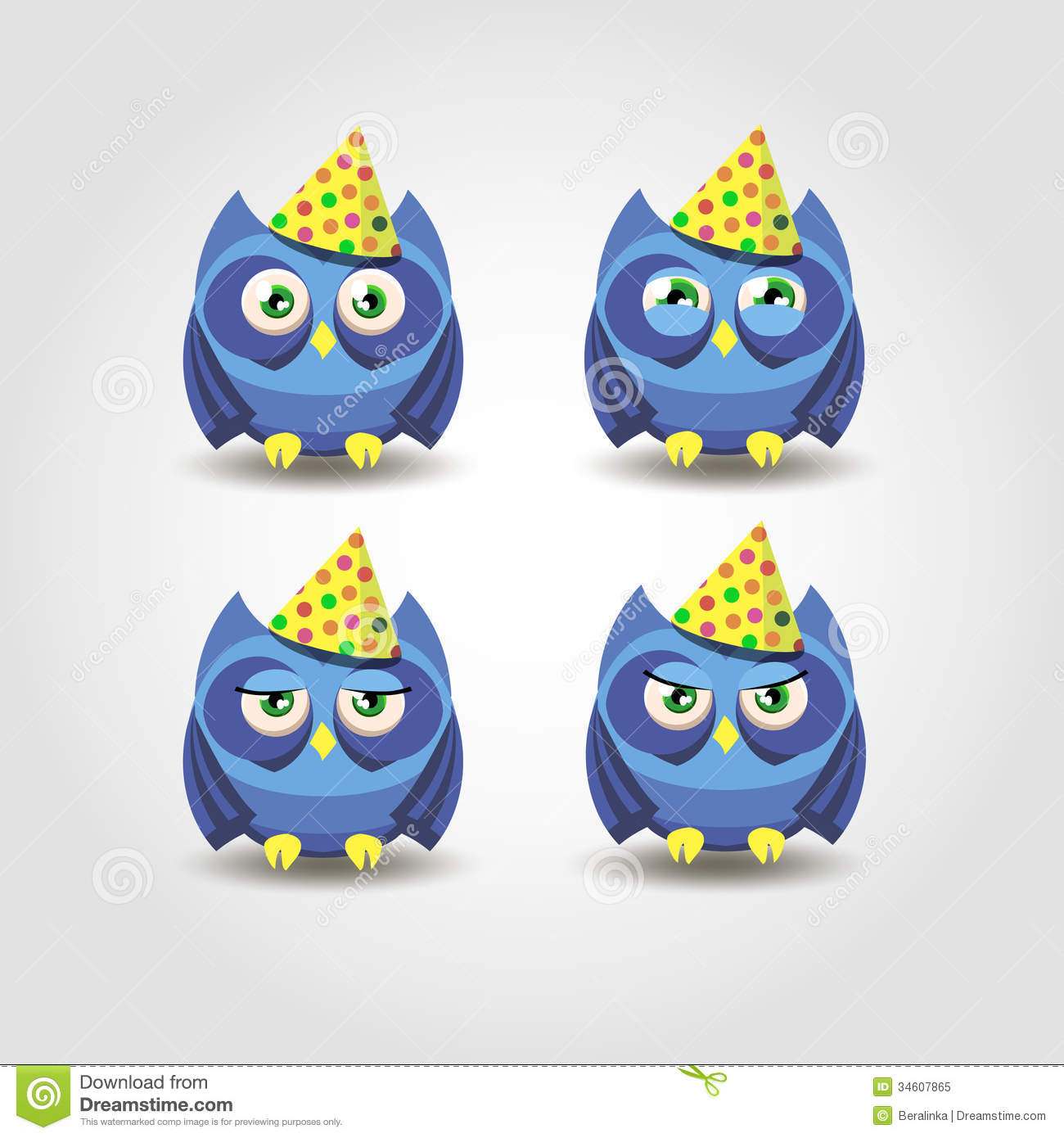 Blue Owl Happy Holiday Emotion Royalty Free Stock Photo   Image    