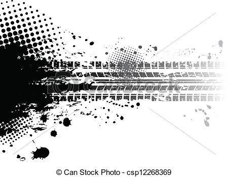 Clip Art Vector Of Grunge Tire Tracks Background   Black Tire Track    