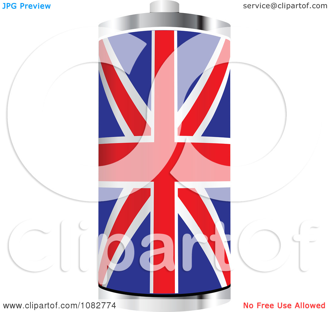 Clipart 3d Uk Flag Battery   Royalty Free Vector Illustration By