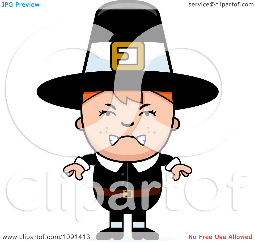 Clipart Mad Pilgrim Boy   Royalty Free Vector Illustration By Cory