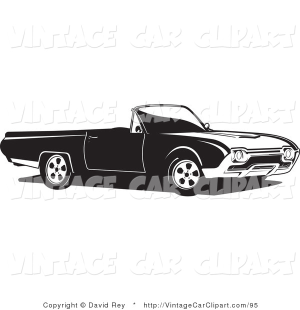 Clipart Of A Convertible Ford Thunderbird Car With The Top Down As