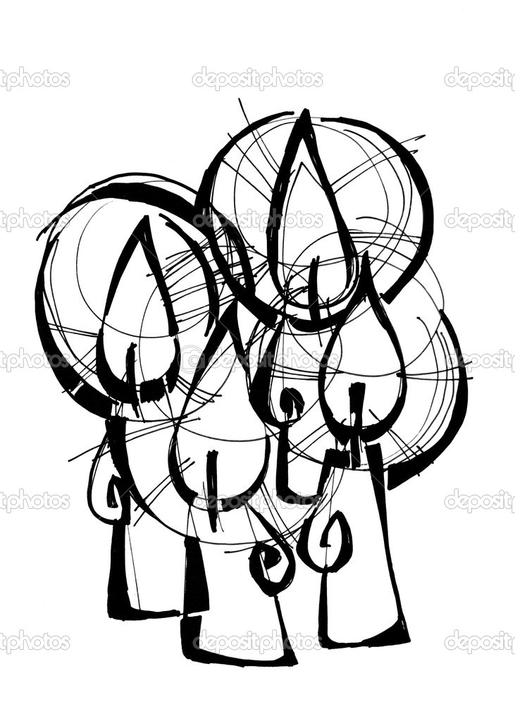 Four Advent Candles Illustration   Coloring Book   Stock Vector