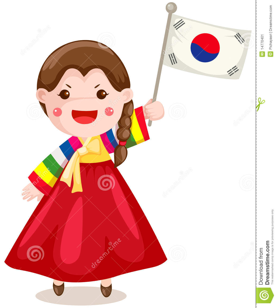 Korean Girl Holding Flag On White Stock Image   Image  14770401